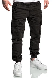Herren Jogger Cargo Chino Jeans Hose R7020 Schwarz W32