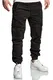REPUBLIX Herren Jogger Cargo Chino Jeans Hose R7020 Schwarz W32