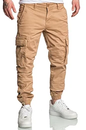 Herren Jogger Cargo Chino Jeans Hose R7020 Beige W33