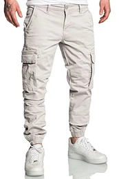 Herren Jogger Cargo Chino Jeans Hose R7020 Hellgrau W32