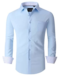 Herren-Hemden, normale Passform, langärmelig, Stretch, Business-Hemden, für Herren, 06 Blau, Mittel