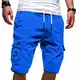 Cargo Shorts Herren Baumwolle Chino Shorts Herren Stretch Kurze Hosen Sommer Bermuda Short Freizeithose mit Taschen Sommerhose Kordelzug Herrenshorts Carghose