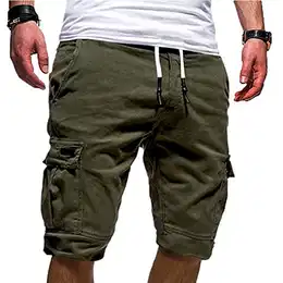 Cargo Shorts Herren Baumwolle Chino Shorts Herren Stretch Kurze Hosen Sommer Bermuda Short Freizeithose mit Taschen Sommerhose Kordelzug Herrenshorts Carghose