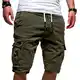 Cargo Shorts Herren Baumwolle Chino Shorts Herren Stretch Kurze Hosen Sommer Bermuda Short Freizeithose mit Taschen Sommerhose Kordelzug Herrenshorts Carghose