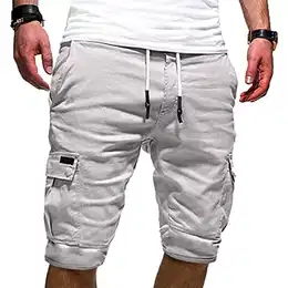 Cargo Shorts Herren Baumwolle Chino Shorts Herren Stretch Kurze Hosen Sommer Bermuda Short Freizeithose mit Taschen Sommerhose Kordelzug Herrenshorts Carghose