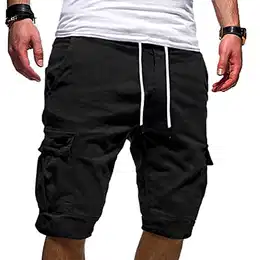 Cargo Shorts Herren Baumwolle Chino Shorts Herren Stretch Kurze Hosen Sommer Bermuda Short Freizeithose mit Taschen Sommerhose Kordelzug Herrenshorts Carghose