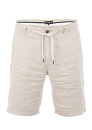 Herren Shorts RIVOliver Bermuda Leinen Short Kurze Freizeit Sommer Hose Regular Fit Beige L, Größe:L, Farbe:Light Sand