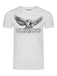 Herren T-Shirt RIVLeon Rundhals O-Neck Kurzarm Tee Shirt Print Regular Fit 100% Baumwolle, Größe:M, Farbe:White (SJD)