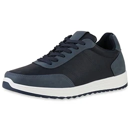 Herren Sneakerlow Flach Profilsohle Bequem Schuhe 840417 212674 Dunkelblau 41