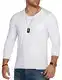 behype. Herren Langarm Shirt mit Brusttasche Longsleeve Langarmshirt T-Shirt V-Neck 3448-Weiß-L