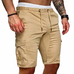 Cargo Shorts Herren Baumwolle Chino Shorts Herren Stretch Kurze Hosen Sommer Bermuda Short Freizeithose mit Taschen Sommerhose Kordelzug Herrenshorts Carghose