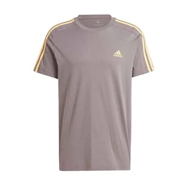 Men's Essentials Single Jersey 3-Stripes Tee T-Shirt, Charcoal, XXL