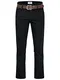 Wrangler Texas Stretch Herrenjeans mit Gürtel in schwarz oder braun (W42/L30, Blackoverdye + brauner Gürtel)