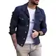 Oanviso Herren Denim Hemdjacke mit Umschlagkragen Einfarbig Button Down Übergangsjacke Jeanshemd mit Pattentasche Freizeitjacke Vintage Biker Motorradjacken Basic Langarm Jeansjacke A Marineblau M