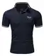 REPUBLIX Herren Poloshirt Basic Kontrast Stickerei Kragen Kurzarm Polohemd T-Shirt R-0061 Navyblau/Weiß S
