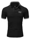REPUBLIX Herren Poloshirt Basic Kontrast Stickerei Kragen Kurzarm Polohemd T-Shirt R-0061 Schwarz/Weiß M