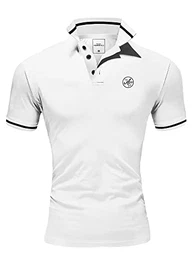 Herren Poloshirt Basic Kontrast Stickerei Kragen Kurzarm Polohemd T-Shirt 5110 Weiß/Schwarz S