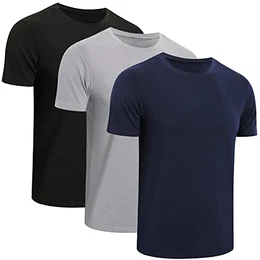 3er Pack T Shirt Herren Tshirt Set Männer Schwarz True Classic Baumwoll Basic Arbeits Kurzarm Atmungsaktive Men Sommer Baumwolle Sport Trainings Fitness Lässige (517-Black Grey Navy-M)