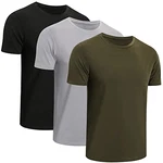 ZENGVEE 3er Pack T Shirt Herren Tshirt Set Männer True Classic Basic Arbeits Kurzarm Atmungsaktive Men Sport Trainings Fitness Lässige (517) Schwarz/Grau/Grün (517)