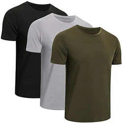 ZENGVEE 3er Pack T Shirt Herren Tshirt Set Männer True Classic Basic Arbeits Kurzarm Atmungsaktive Men Sport Trainings Fitness Lässige (517) Schwarz/Grau/Grün (517)