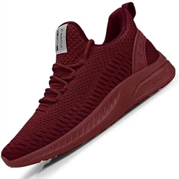 Turnschuhe Herren Laufschuhe Sportschuhe Sneaker rutschfeste Gummisohlen Leichte und Atmungsaktiv für Gehen Weinrot 41