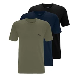 Herren Classic T-Shirts Kurzarm Shirts Pure Cotton Crew-Neck 3er Pack, Farbe:Mehrfarbig, Artikel:-971 Black/Navy/Olive, Größe:M