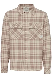 PRMattes Overshirt Herren Freizeithemd Hemd Überhemd Hemdjacke Karierte Wollige Optik Brusttaschen Hochwertige Baumwoll-Qualität, Größe:M, Farbe:Oatmeal (130401)