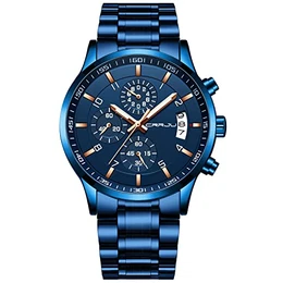 Herren Uhr wasserdichte Chronographen Armbanduhr Männer Edelstahlarmband Business Analog Quarzuhr mit Kalender