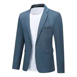 Herren Sakko Baumwolle Stretch EIN Knopf Slim Fit Blazer Sportlich Freizeit Anzugjacke Leicht Jacke für Business Blau M