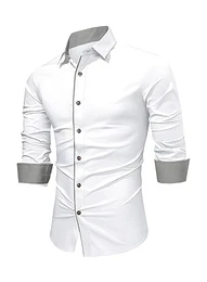 Weißes Hemd Herren Langarm Freizeithemd Businesshemd Trachtenhemd Männer Casual Shirt Formal Klassisches Hemd Holzfällerhemd Business Hemden Hochzeit Party Regular Fit A Weiß M