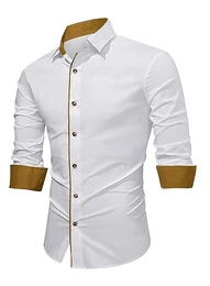 Herren Hemd Business Hemden Langarm Freizeithemd Baumwolle Shirts Businesshemden Casual Langarmhemd Western Hemden Regular Fit Frühling Sommer Herbst Winter Weiß L