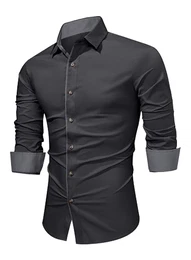 Herren Hemd Business Hemden Langarm Freizeithemd Baumwolle Shirts Businesshemden Casual Langarmhemd Western Hemden Regular Fit Frühling Herbst Winter Grau S