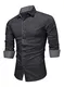 APOONABA Herren Hemd Business Hemden Langarm Freizeithemd Baumwolle Shirts Businesshemden Casual Langarmhemd Western Hemden Regular Fit Frühling Herbst Winter Grau S