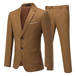 Anzug Herren Anzug 2 Teilig Slim Fit Herrenanzug Hochzeit Anzüge Herren Modern Sakko für Business Kaffee M