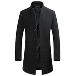 YOUTHUP Herren Mantel Slim Fit Winter Wollmantel Dicker Langer Übergangsmantel Schwarz
