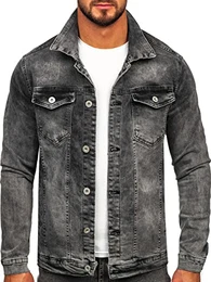 Herren Jeansjacke Übergangsjacke Trucker Jacket Jeans Denim Jacket Freizeitjacke Vintage Retro Classic Street Style Basic Casual Style 200 Anthrazit M [4D4]