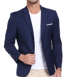 AIBUYTA Herren Anzugjacke Slim Fit 2 Knöpfe Blazer für Männer Business Anzüge Blazer Casual Sport Mäntel für Abschlussball Abendessen, Marineblau, M