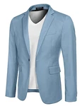 COOFANDY Herren Regular Fit Sakko Anzugjacke Business Freizeit 1 Knöpfe Klares Blau