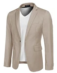 COOFANDY Herren Regular Fit Sakko Anzugjacke Business Freizeit 1 Knöpfe Khaki