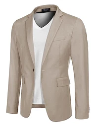 COOFANDY Herren Regular Fit Sakko Anzugjacke Business Freizeit 1 Knöpfe Khaki