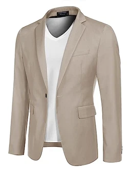 COOFANDY Herren Regular Fit Sakko Anzugjacke Business Freizeit 1 Knöpfe Khaki