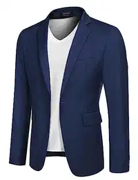 Blazer Herren Slim Fit Sakko Anzug Anzugjacke Männer Modern Sportlich Freizeit Jackett Anzug-Jackett Hochzeit Business Sportjacke Königsblau M