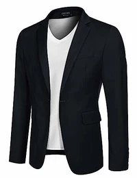 Herren Regular Fit Anzug Sakko 1 Knöpfe Anzugjacke Blazer Anzug Klassisch Jacke Herrensakko Lässig Dunkelblau M