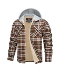 TACVASEN Herren Hemdjacke Hoodie Braun