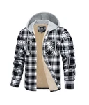 TACVASEN Herren Hemdjacke Hoodie Schwarz