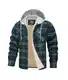 TACVASEN Herren Fleecejacke Fleecefutter Langarm Gefüttert Warm Hemden Winter Kapuzenjacke Hemdjacke mit Taschen (M, Grün)