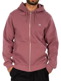Mini Flag 2 Zip Hoodie, Bio-Baumwolle, Plum, M