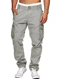 Arbeitshosen Männer Chino Cargo Hose Herren Leinenhose Herren Revolution Race Hose Herren Outdoorhose Herren Bequeme Lange Hosen Mit 6 Taschen Grau