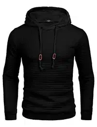 Herren Kapuzenpullover Hipster Gym Langarm Kordelzug Karierten Jacquard Pullover Hoodies M Schwarz