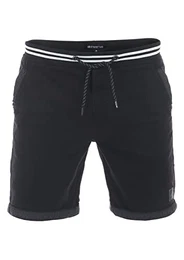 Herren Shorts RIVMichel Kurze Bermuda Hose Regular Fit Sommer Sport Strand Shorts Tunnelzug Taschen Baumwolle Schwarz M, Größe:M, Farbe:Black